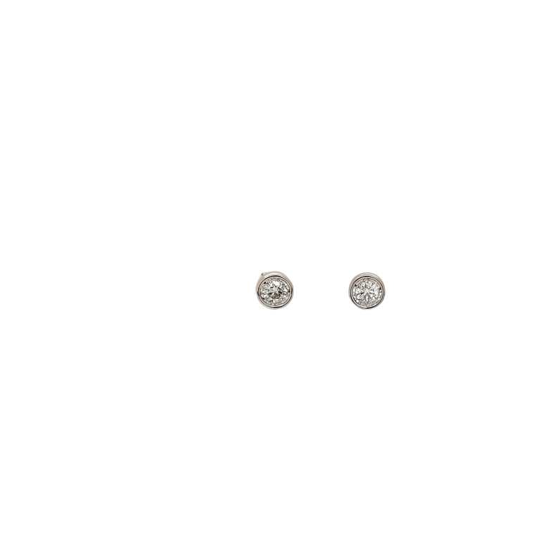 White 14 Karat Stud Earrings with 2=0.50tw Round Brilliant G SI Diamonds
