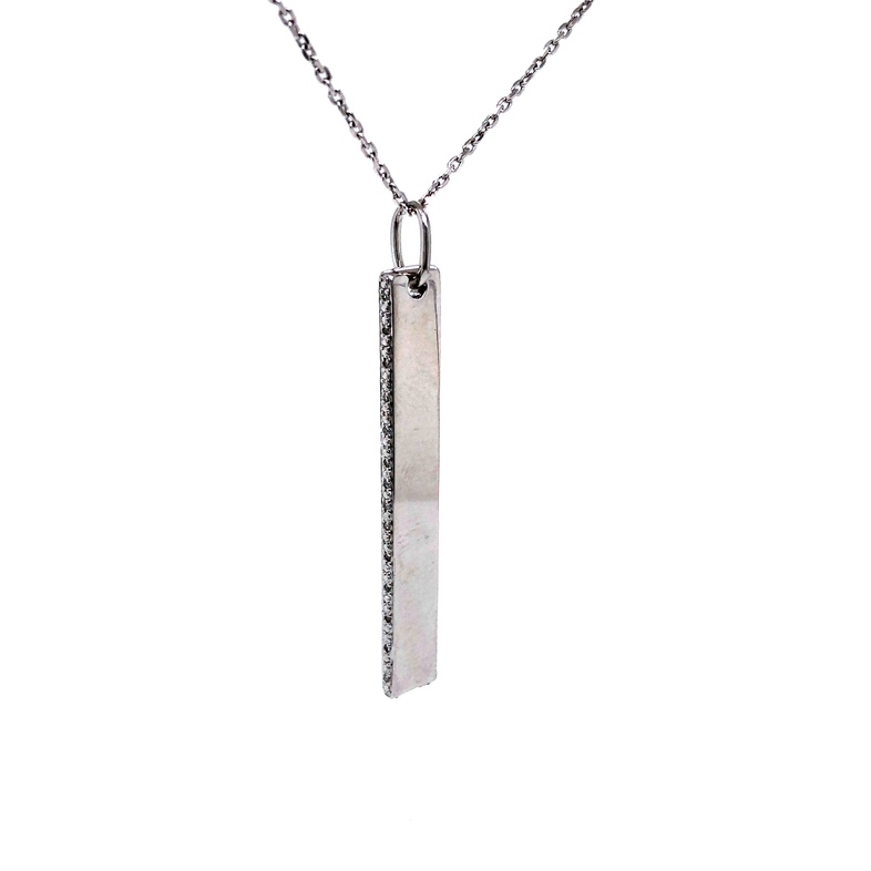 Sterling silver diamond dog tag pendant