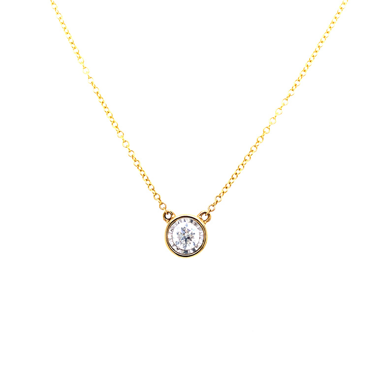 Lady s Yellow 14 Karat Necklace With One 0.50Ct Round Brilliant G I1 Diamond