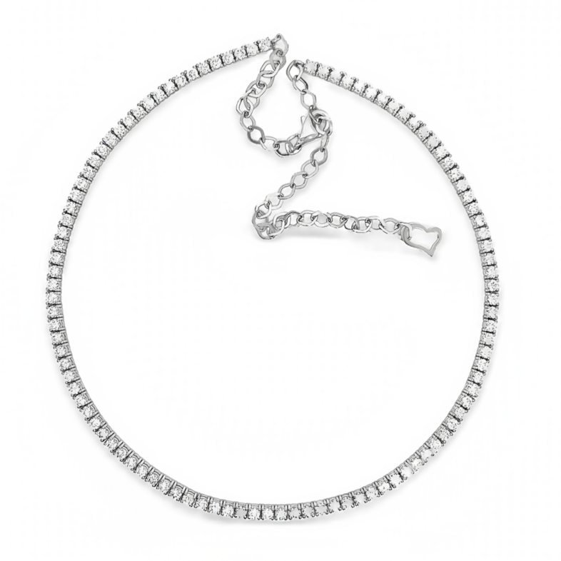 Lady s White 14 Karat Riviera Necklace With 103=5.00Tw Round Brilliant G Vs Diamonds