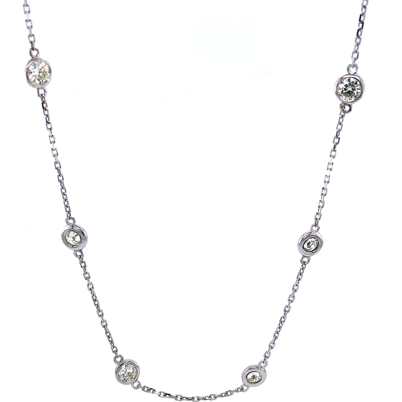 Lady s White 14 Karat Necklace 18" With 14=3.00TW Round Brilliant Cut G SI2 Diamonds.