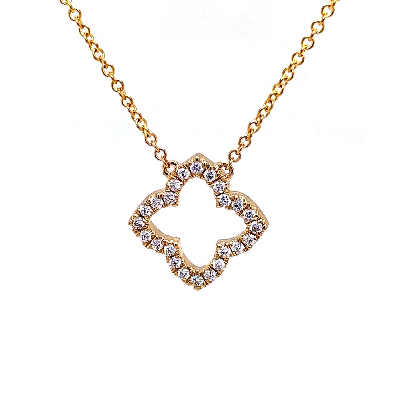 Lady s Yellow 14 Karat Necklace Length 18 With 24=0.24Tw Round Brilliant G VS Diamonds