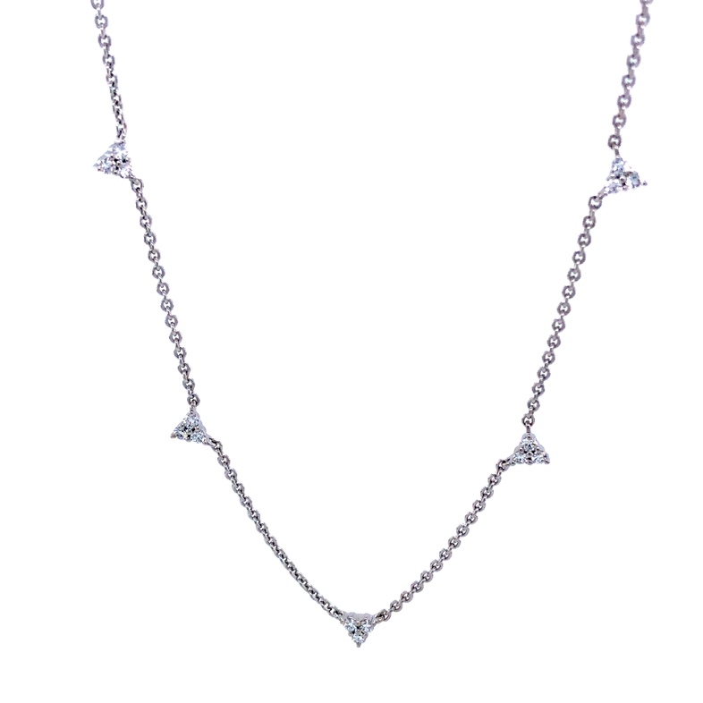 Lady s White 14 Karat Necklace With 15=0.35TW Round Brilliant G VS Diamonds
