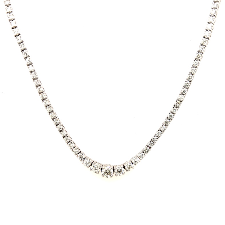Lady s White 14 Karat Necklace With 100=7.00TW Round Brilliant G SI Diamonds