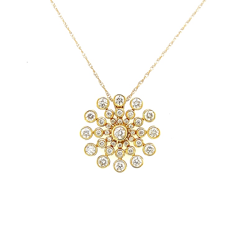 Lady s Yellow 14 Karat Necklace With 37=1.00Tw Round Brilliant G SI Diamonds