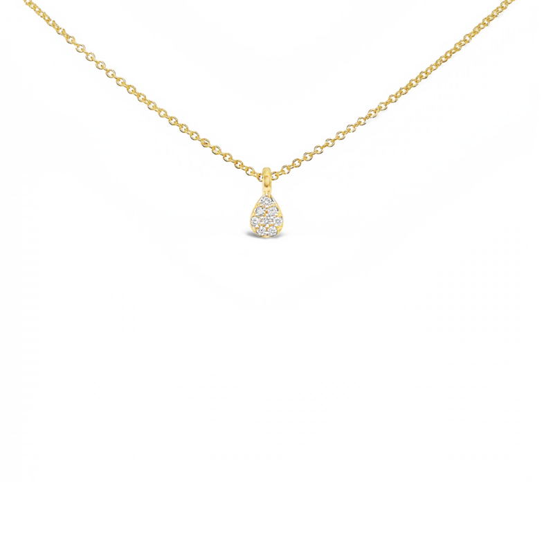 Yellow 14 Karat Cluster Necklace with 8=0.05tw Round Brilliant G VS Diamonds
