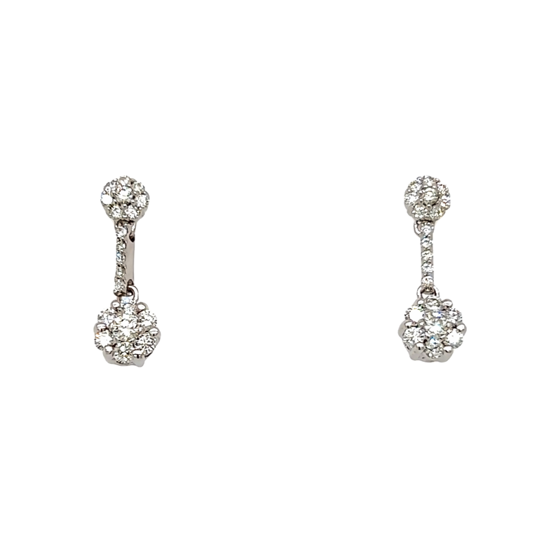 White 14 Karat Dangle Earrings With 40=0.50Tw Round Brilliant G Vs Diamonds