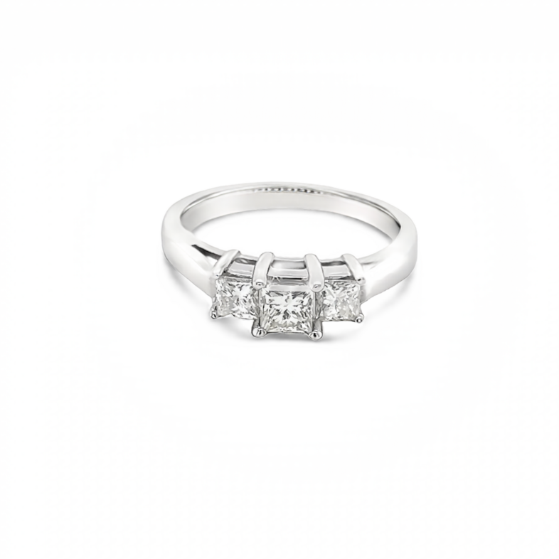 Lady s White 14 Karat Engagement Ring 3=0.71tw Princess J VS Diamonds