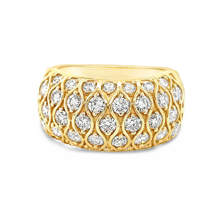 Yellow 14 Karat Contemporary Fashion Ring With 37=1.49Tw Round Brilliant G Vs Diamonds