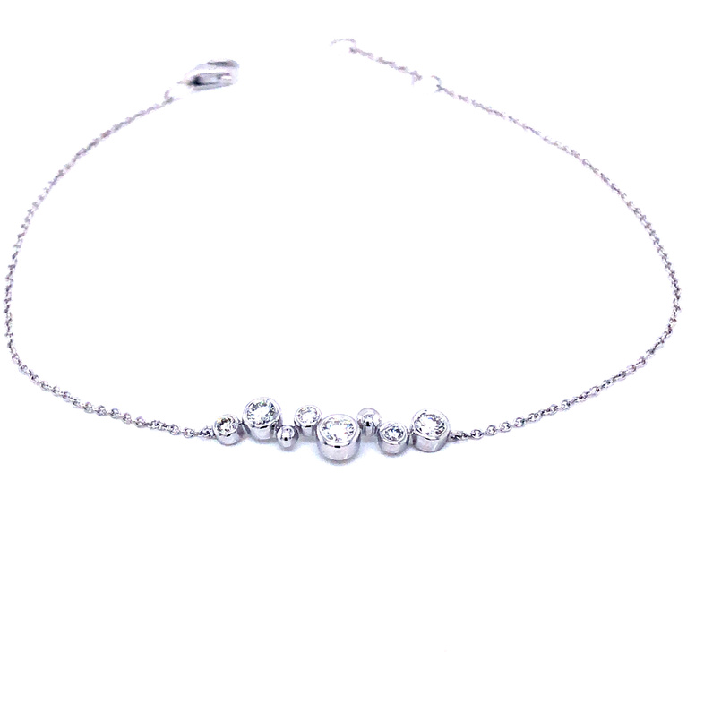 White 14 Karat Bezel Set Diamond Bracelet With 6=0.28Tw Round Brilliant G Si Diamonds