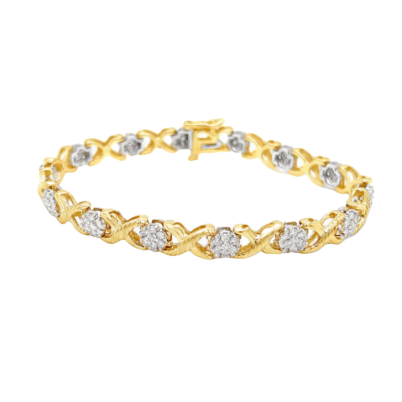 Lady s Yellow 14 Karat Link Bracelet Length 7.25 98=2.00tw Round Brilliant G SI Diamonds