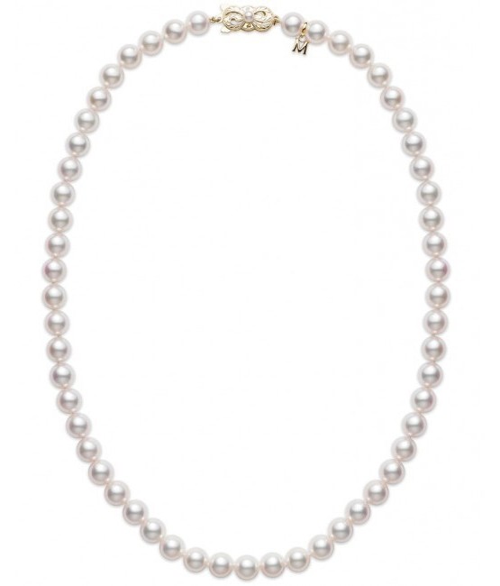 Lady s Yellow 18 Karat 18" Strand With 57 7.5-7 MM A quality Mikimoto cultured pearls