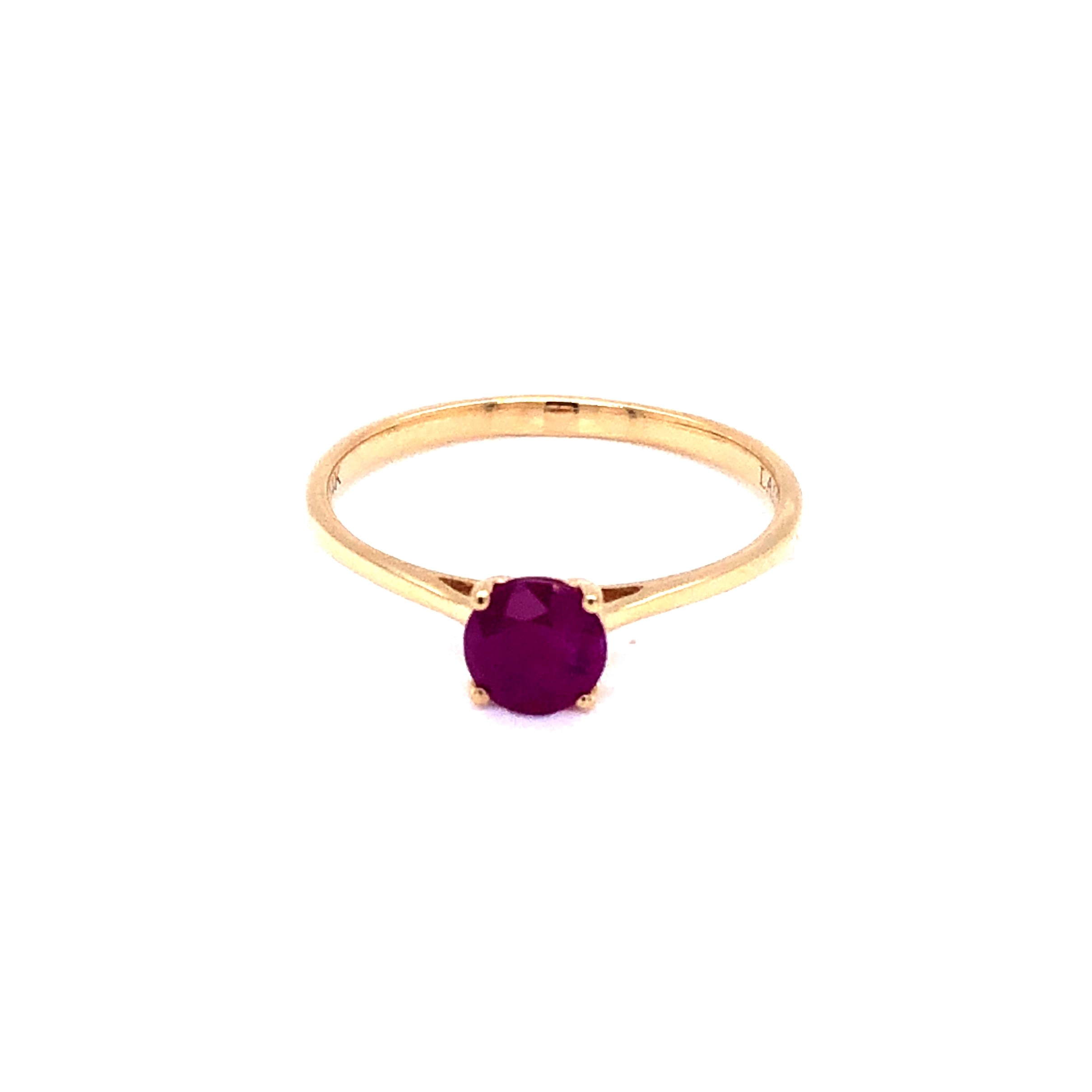 Lady s Yellow 14 Karat Ring With One 5.00MM Round Ruby