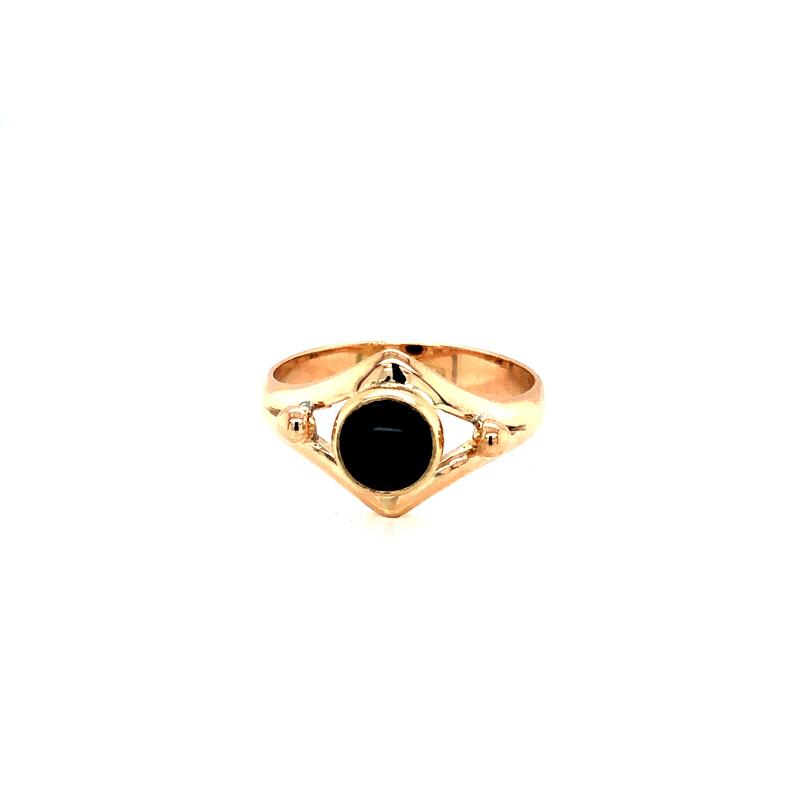 Lady s Yellow 14 Karat Ring With One 5.50Mm Round Black Onyx  dwt: 1.71