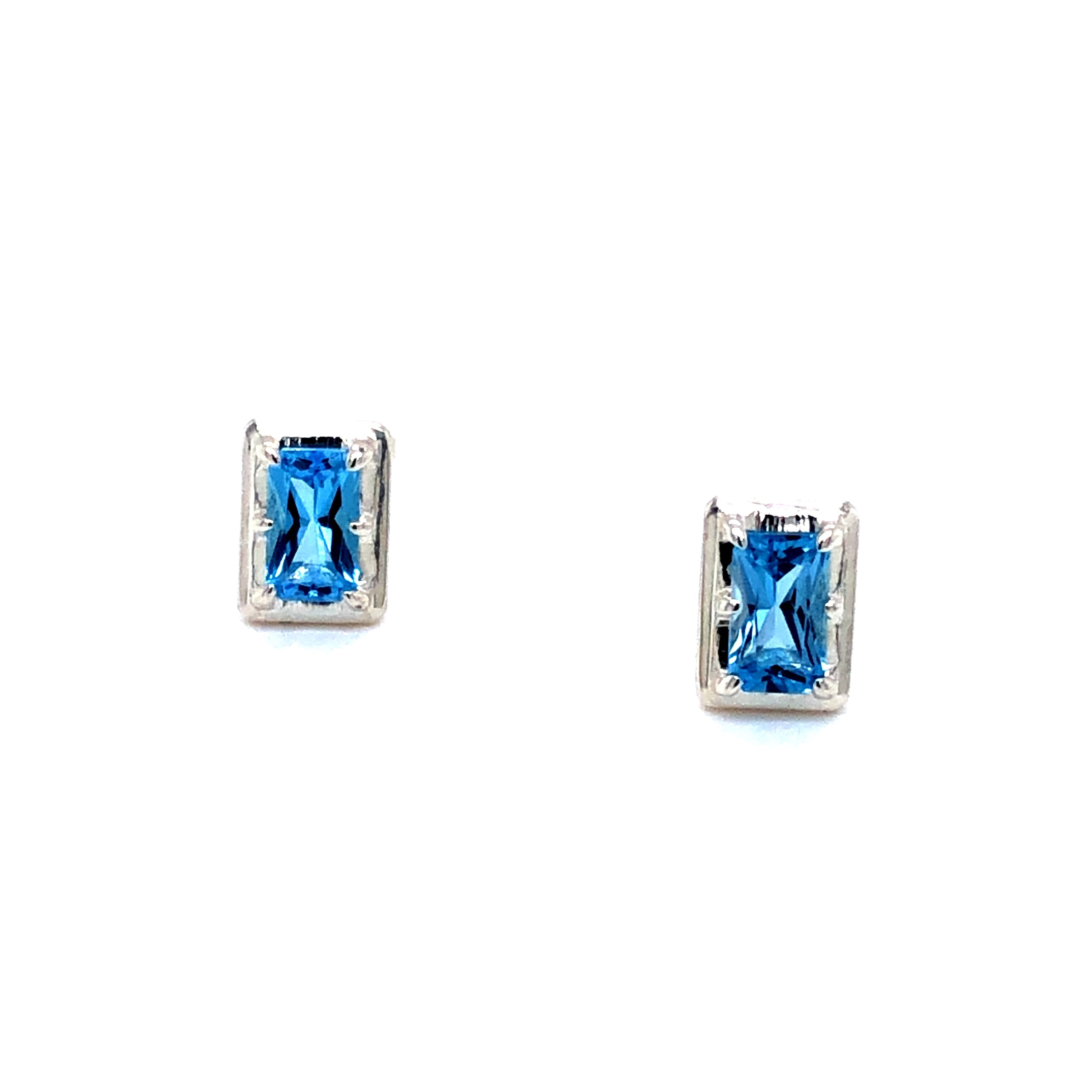 Lady s Ss Earrings With 2= Radiant Blue Topazs