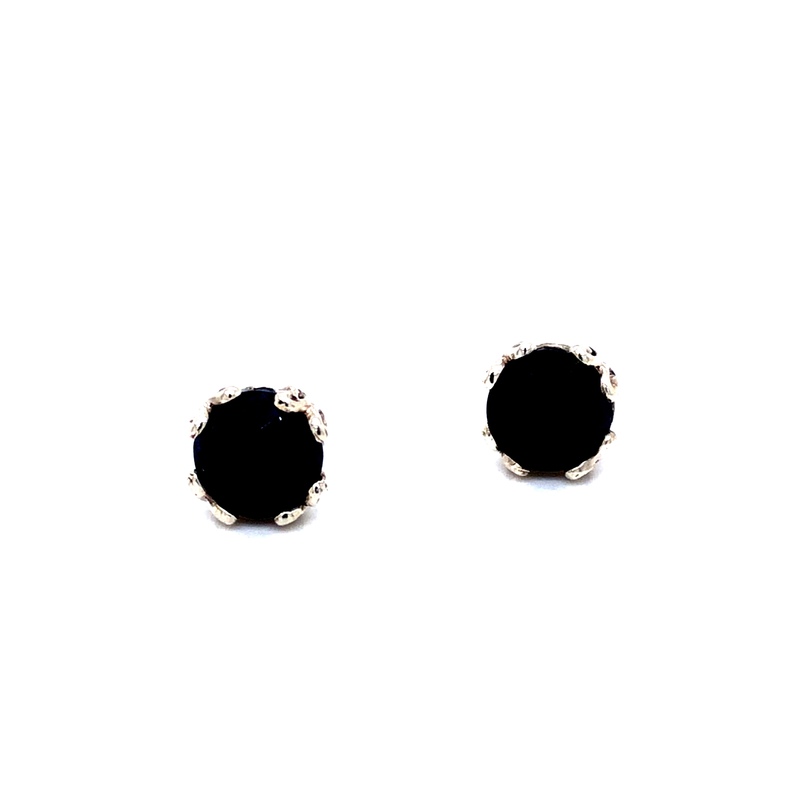 Sterling Silver 7mm round blue sapphire studs