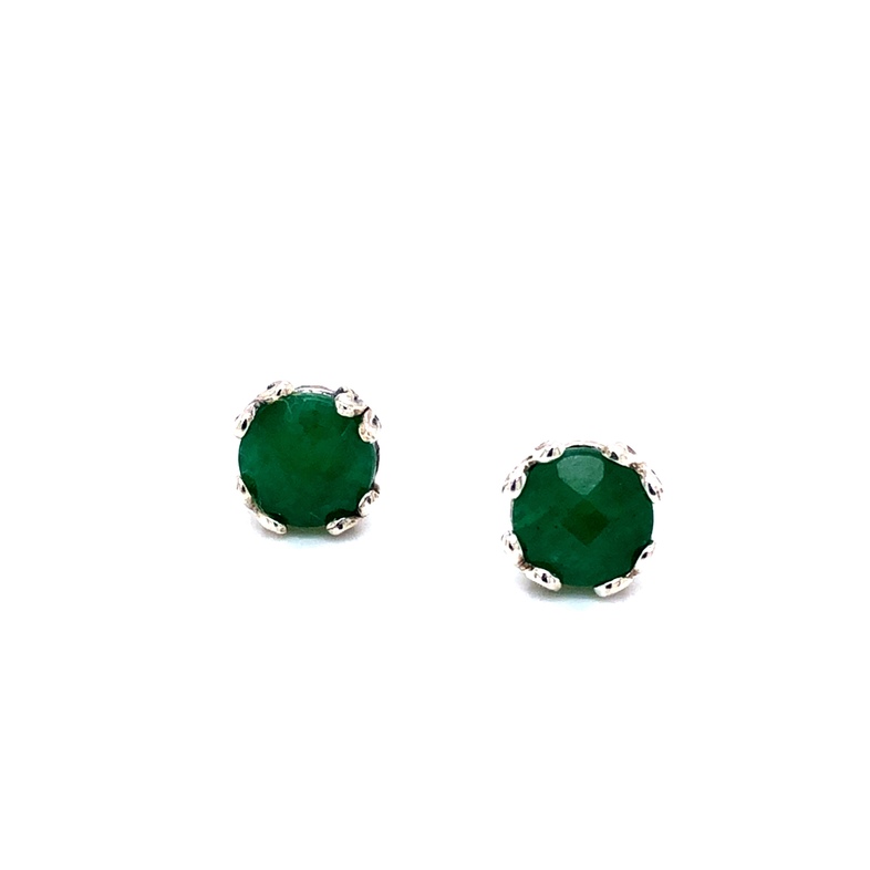 Sterling Silver 7mm round emerald studs