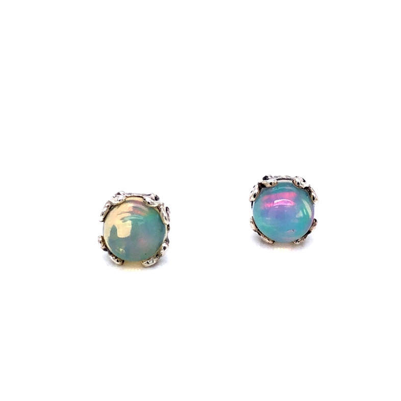 Sterling Silver 7mm round opal studs