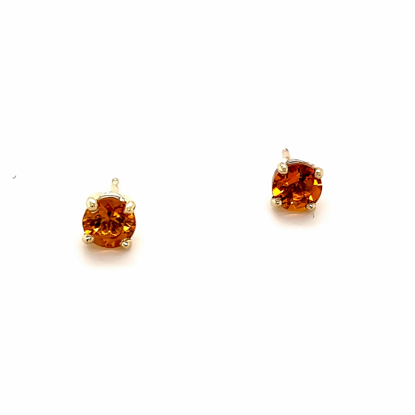 Yellow 14 Karat Stud Earrings With 2=5.00Mm Round Citrines
