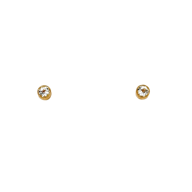 Yellow 14 Karat Stud Earrings With 2=3.00mm Round White Topazs