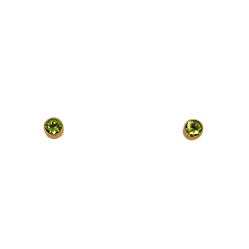 Yellow 14 Karat Stud Earrings With 2=3.00mm Round Peridots