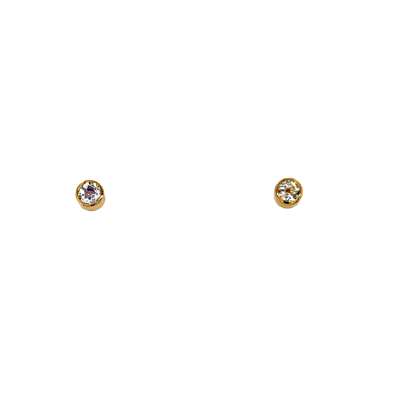 Yellow 14 Karat Stud Earrings With 2=3.00mm Round Moonstones