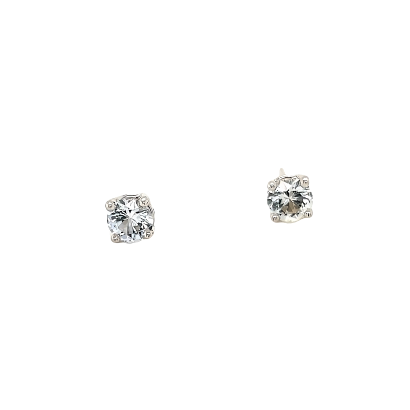 Lady s Yellow 14 Karat Stud Earrings With 2=5.00Mm Round White Sapphires