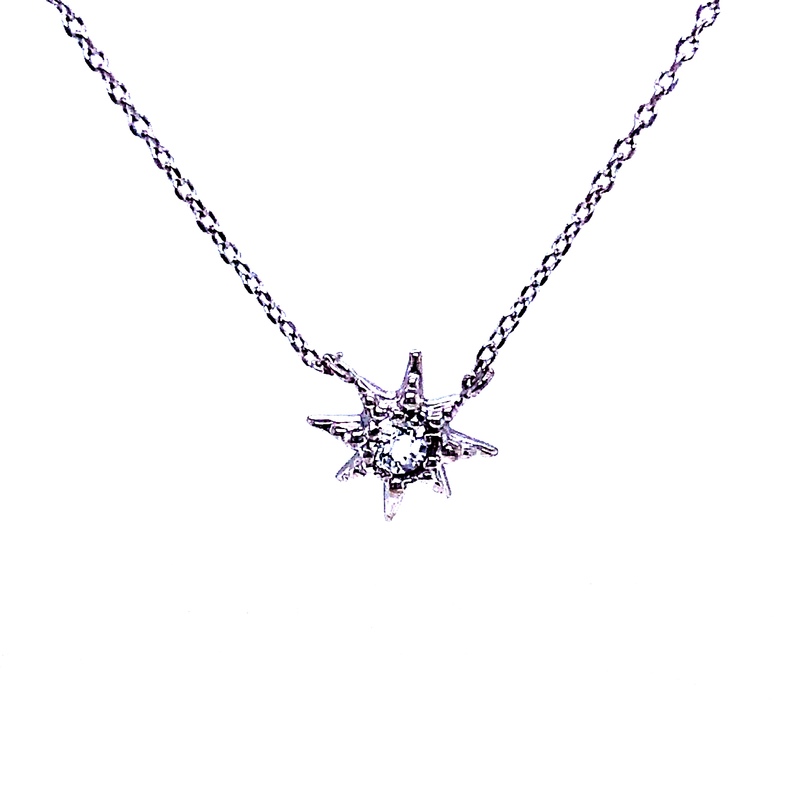 Lady s Silver Necklace With One White Topaz.