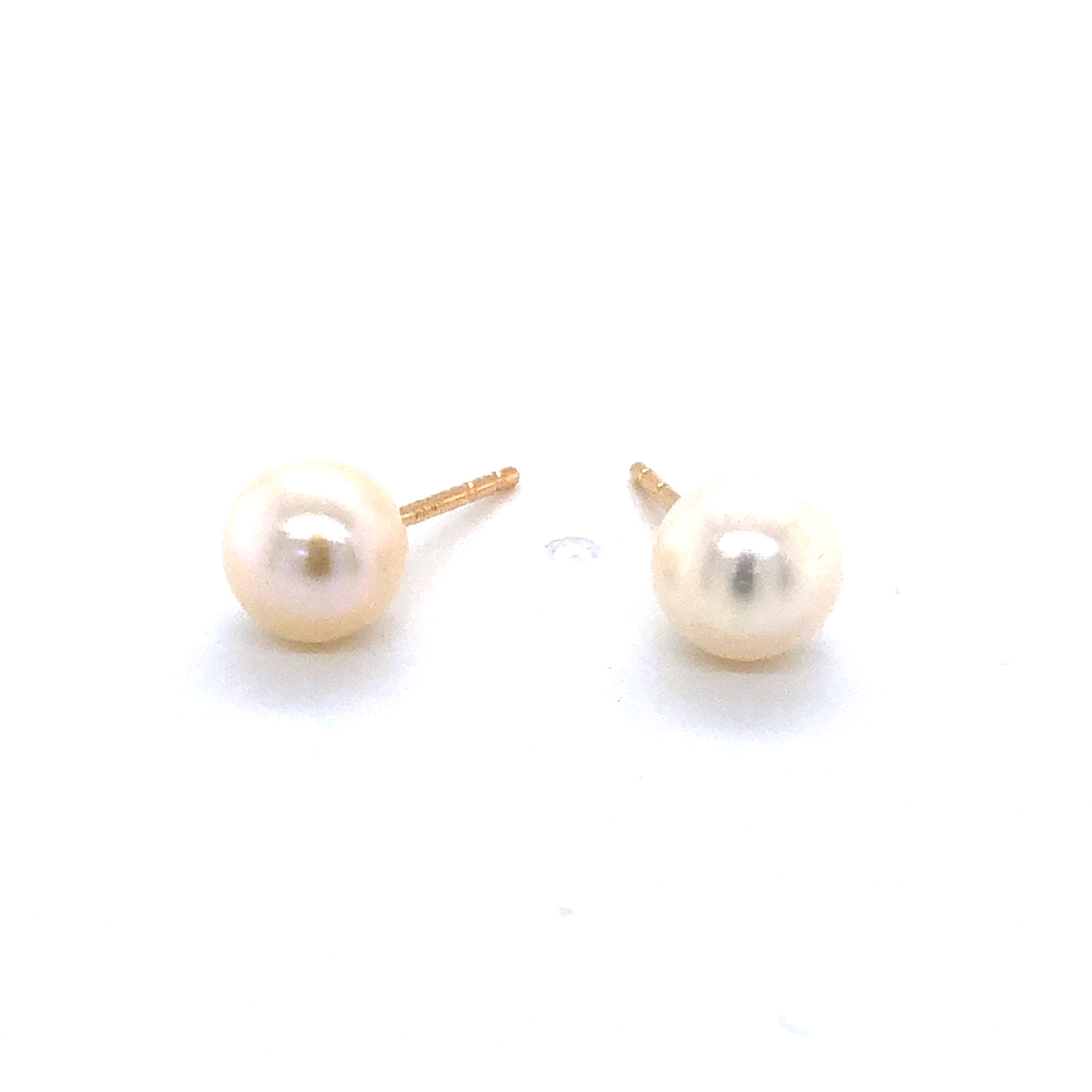 14 Karat Yellow Gold Earrings With 2=6.0 MM White Cultured Pearls