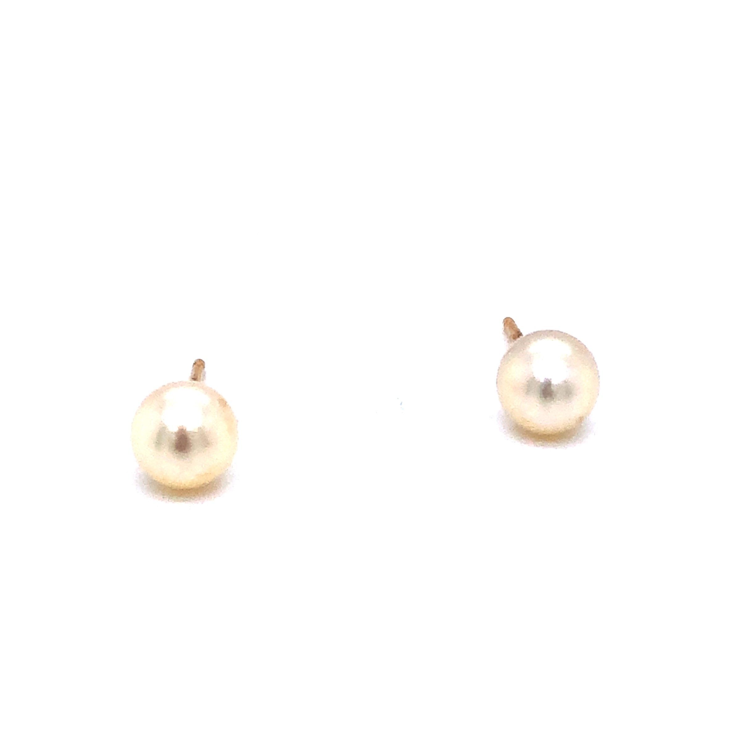 Lady s14 karat Earrings With 2=5.00MM Round Pearls