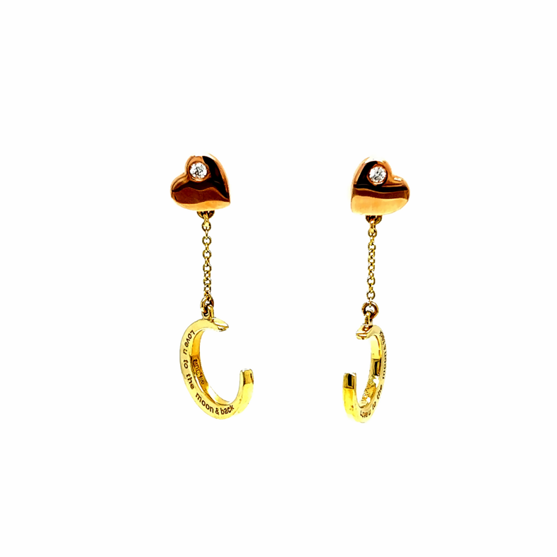 Rose and Yellow 10 Karat Earrings with 2=0.03tw Round Brilliant G VS Diamonds with Removable Dangles