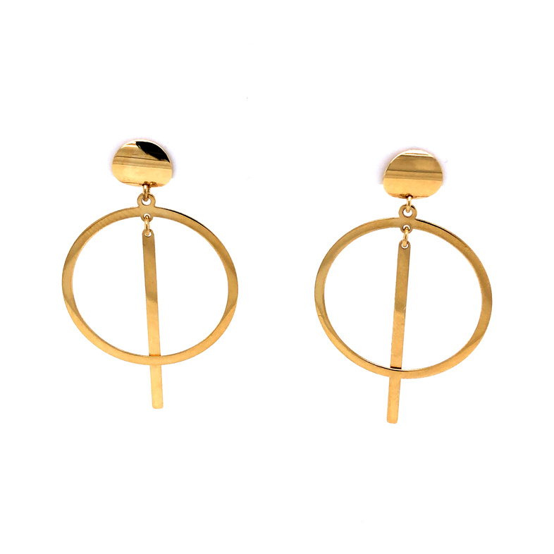 14 Karat Yellow Gold Geometric Earrings