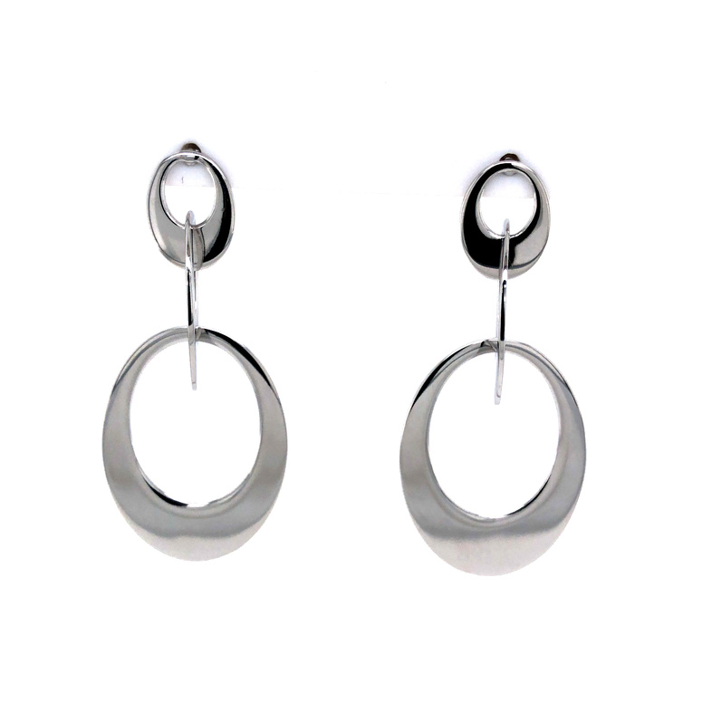 Sterling Silver Oval Interlocking Earrings
