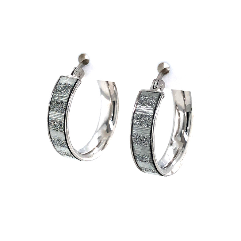 Sterling Silver 4.9X16MM Diamond Cut Sparkle Hoop Earrings