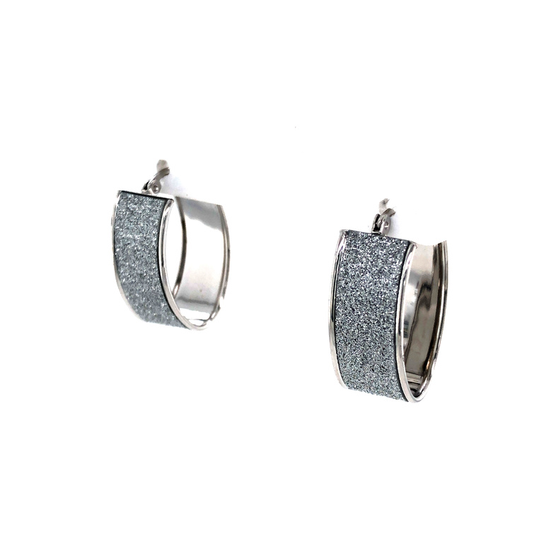 Sterling Silver Diamond Cut Sparkle Oval Hoop Earrings