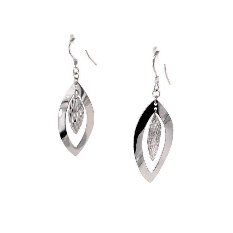 Sterling Silver Etched Center Oval Earrings