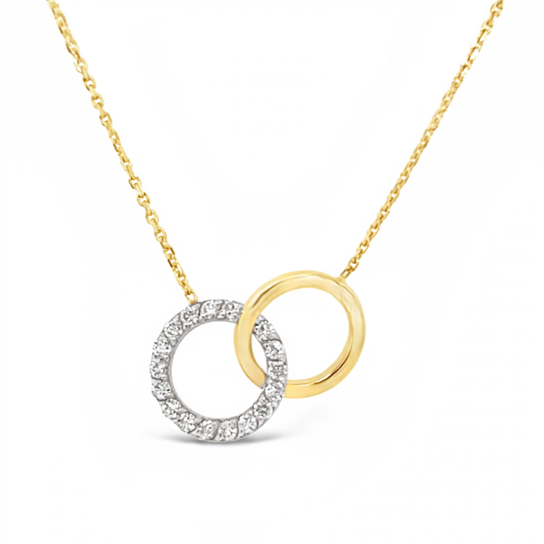 Lady s Yellow 14 Karat Necklace Length 18 With 18=0.20Tw Round Diamonds