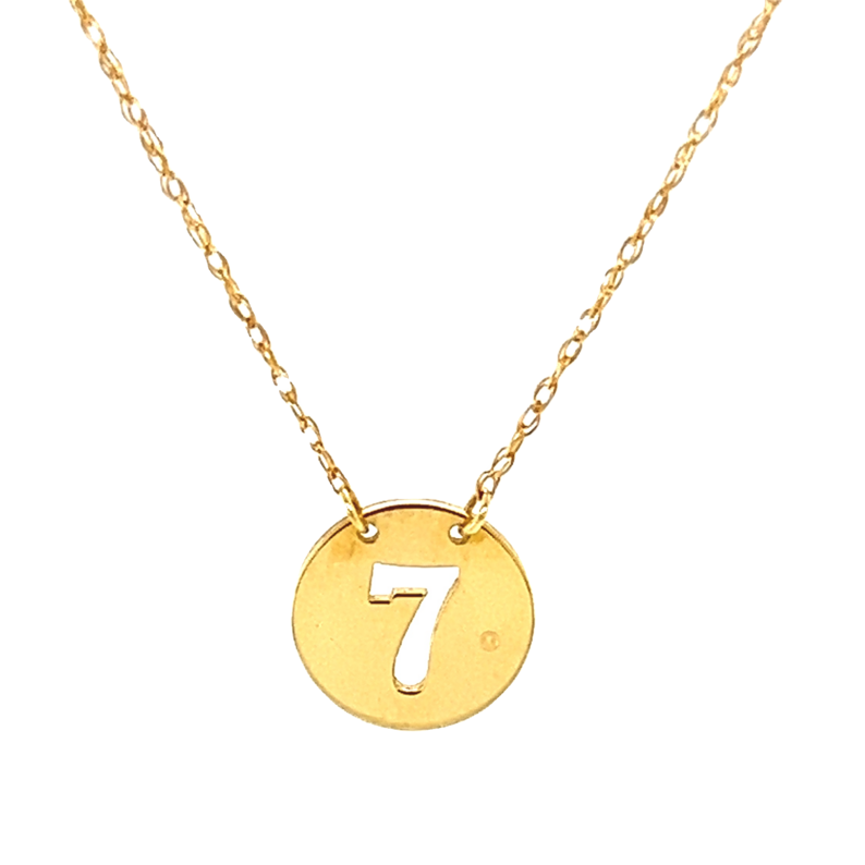 Yellow 14 Karat "7" Pendant Necklace