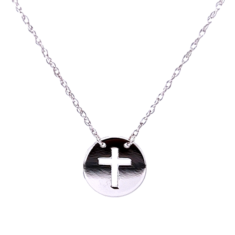 White 14 Karat Cross Pendant Necklace
