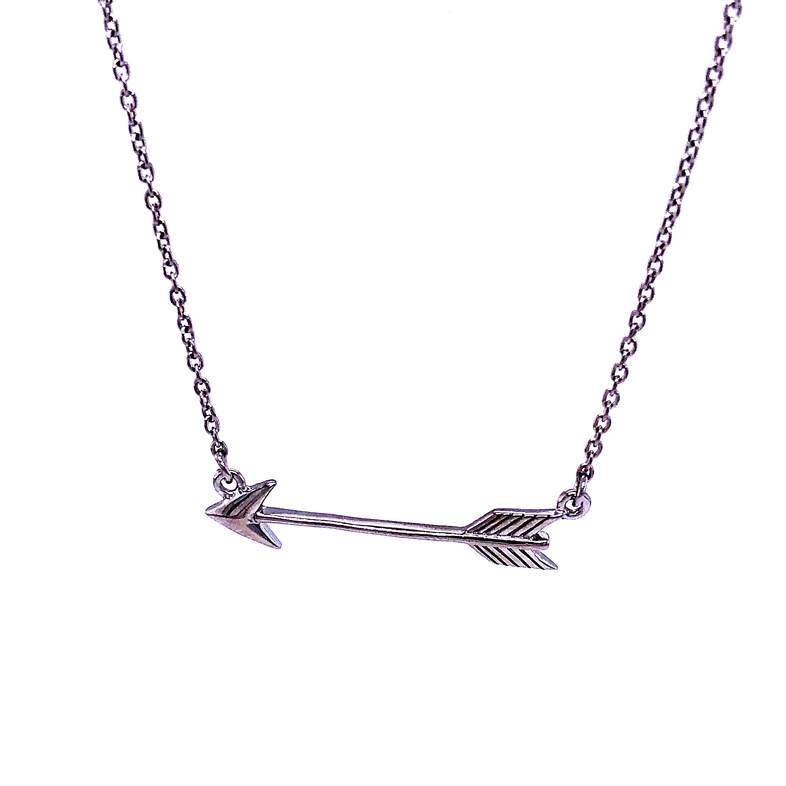 Sterling Silver Sideways Arrow Necklace 18"