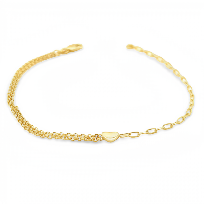 Yellow 14 Karat Heart Fashion Bracelet Length 7.5