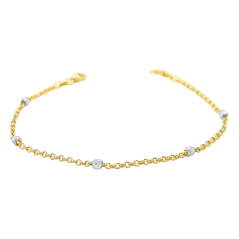 Yellow 14 Karat Bracelet with Disco Beads Length 7.25