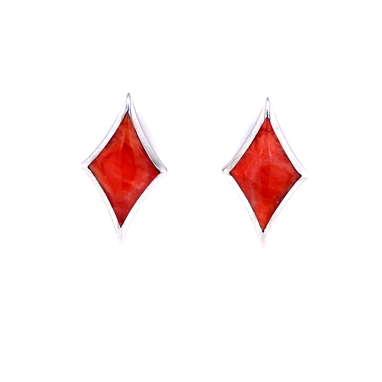 Lady s sterling earring with red oyster shell.