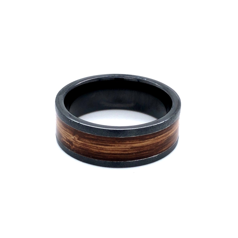 Men s 8mm ceramic wedding band with a 5mm bourbon stone