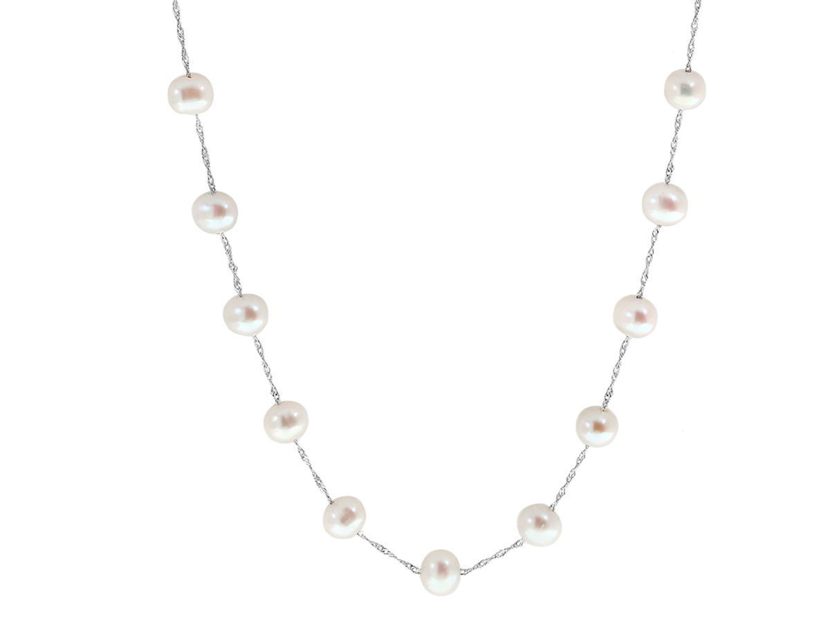 Lady s White 14 Karat Single Strand Length 18 With 23  Pearls