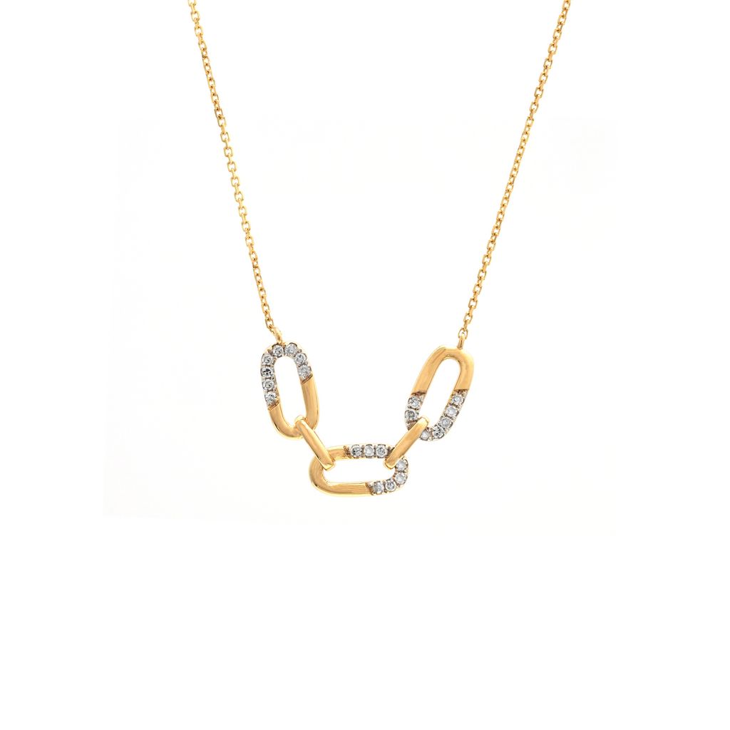 Yellow 14 Karat Diamond Chain Link Necklace with 24=0.13tw Round Brilliant G I Diamonds