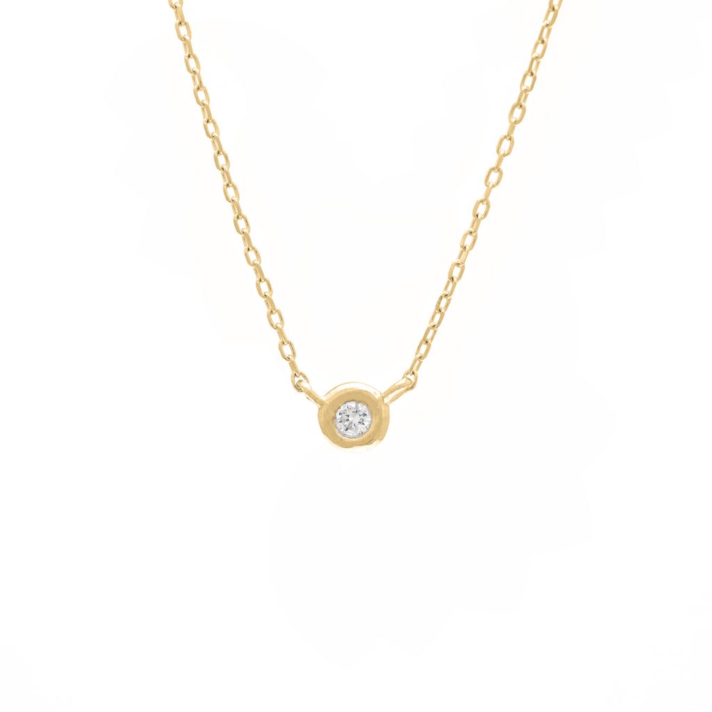 Yellow 14 Karat Solitaire Necklace with One 0.02ct Round Brilliant G I Diamond