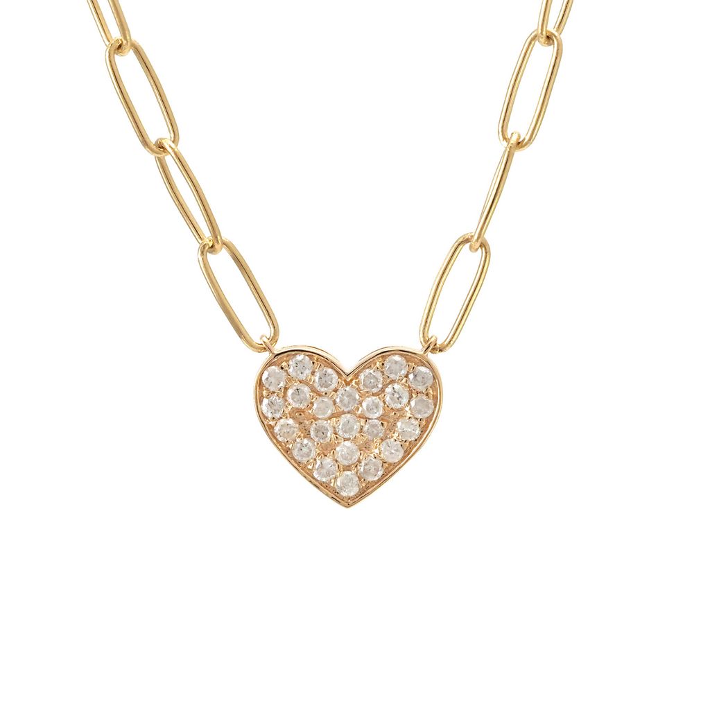 Yellow 14 Karat Heart Necklace with 24=0.30tw Round Brilliant G I Diamonds