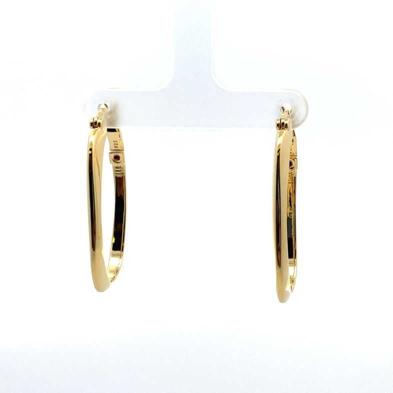 ELLE GOLD-PLATE LARGE RECTANGULAR HOOP EARRINGS