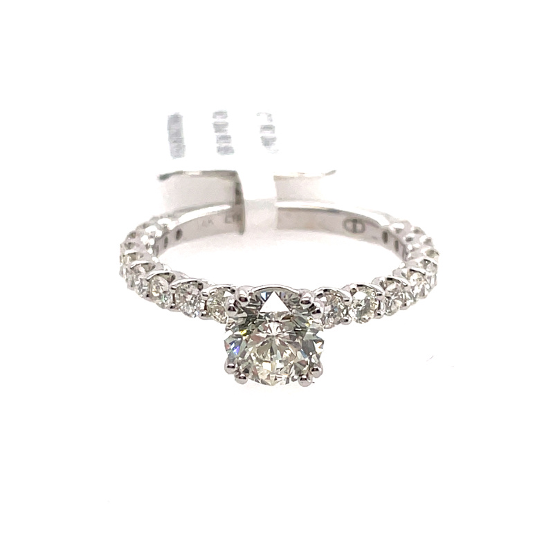 1 3/4CTW DIAMOND ENGAGEMENT RING CONTAINING: 1.00CT ROUND DIAMOND CENTER; + 18 ROUND DIAMOND ENGAGEMENT RING SEMI MOUNTING; 14KW